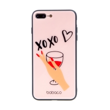 Kryt BABACO pro Apple iPhone 7 Plus / 8 Plus - XOXO sklenička s vínem - skleněný