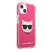 Kryt KARL LAGERFELD pro Apple iPhone 13 - hlava Choupette - plastový / gumový - růžový
