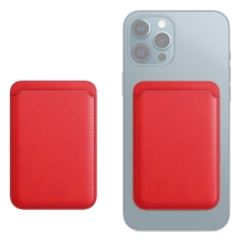 Pouzdro na platební karty s MagSafe uchycením pro Apple iPhone - umělá kůže - červené
