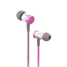 Sluchátka SWISSTEN pro Apple zařízení - špunty - ovládání + mikrofon - kov / guma - růžová