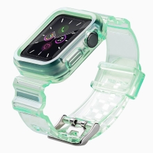 Kryt / puzdro pre Apple Watch 4 / 5 / 6 / SE 40 mm + remienok - zmena farby na slnku - gumový - zelený