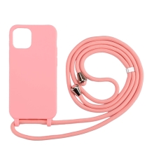 Kryt pre Apple iPhone 12 / 12 Pro - so šnúrkou - gumový - ružový