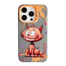 Kryt pre Apple iPhone 15 Pro - zvýšený okraj fotoaparátu - plast / guma - graffiti - mačka na posmech