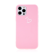 Kryt pro Apple iPhone 12 / 12 Pro - srdce - gumový - růžový