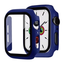 Tvrzené sklo + rámeček pro Apple Watch 41mm Series 7 / 8 / 9 - tmavě modrý