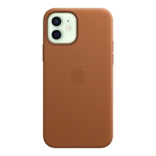Originální kryt pro Apple iPhone 12 / 12 Pro - MagSafe - kožený - sedlově hnědý