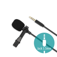 Mikrofon XO pro Apple iPhone / iPad / Mac - externí - klipový - 3,5mm jack - černý