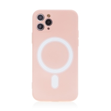 Kryt pro Apple iPhone 11 Pro Max - MagSafe magnety - silikonový - s kroužkem - růžový