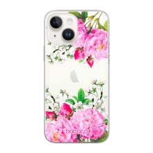 Kryt BABACO pre Apple iPhone 14 Plus - gumový - kvety - priehľadný