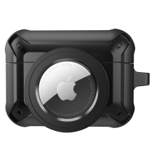 Pouzdro / obal pro Apple AirPods Pro - plastové / gumové - prostor pro AirTag - odolné - černé