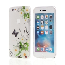 Kryt pro Apple iPhone 6 / 6S gumový - průhledný - květiny a motýli