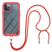 Kryt pro Apple iPhone 12 Pro Max - odolný - šňůrka - plastový / gumový - červený
