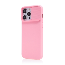 Kryt Slide Cover pre Apple iPhone 15 Pro Max - Kryt fotoaparátu - Pohodlný na dotyk - Gumový - Ružový