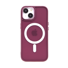 Kryt pro Apple iPhone 15 - podpora MagSafe - plastový / silikonový - vínový