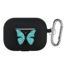 Pouzdro / obal pro Apple AirPods Pro - karabina + motýl - silikonové - černé