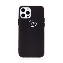 Kryt pro Apple iPhone 12 / 12 Pro - srdce - gumový - černý