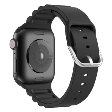 Remienok pre Apple Watch 41 mm / 40 mm / 38 mm - s prúžkami - silikónový - čierny