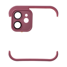 Bumper / mini rámeček pro Apple iPhone 12 + tvrzené sklo na čočky kamery - silikonový - vínový