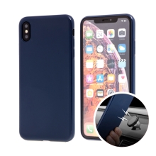 Kryt SULADA pro Apple iPhone Xs Max - gumový s magnetickým držákem - tmavě modrý