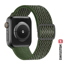 Řemínek SWISSTEN Nylon pro Apple Watch 41mm / 40mm / 38mm - nylonový se sponou - khaki zelený