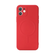 Kryt pro Apple iPhone 12 - přesný vyřez fotoaparátu - MagSafe - gumový - červený