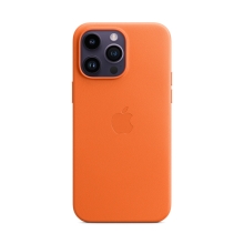 Originální kryt pro Apple iPhone 14 Pro Max - MagSafe - kožený - oranžový