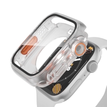 Kryt + tvrdené sklo pre Apple Watch 7 / 8 / 9 45 mm - 360° ochrana - plast - priehľadný