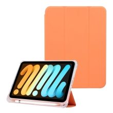 Pouzdro / kryt pro Apple iPad mini 6 - prostor pro Apple Pencil - zesílené rohy - oranžové / průhledné