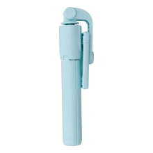 Selfie tyč / stativ / tripod - Bluetooth spoušť - držák telefonu - 70cm - světle modrá
