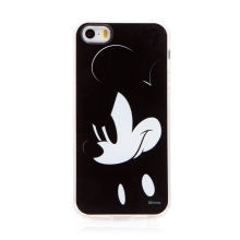 DISNEY kryt pre Apple iPhone 5 / 5S / SE - Hlava Mickey Mouse - gumový - čierny
