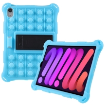 Kryt pro Apple iPad mini 6 - stojánek - bubliny "pop-it" - silikonový - světle modrý