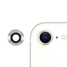Tvrzené sklo (Tempered Glass) pro Apple iPhone 7 / 8 / SE (2020) / SE (2022) - na čočku - stříbrný kroužek
