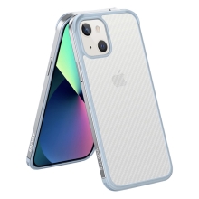Kryt SULADA pro Apple iPhone 13 - gumový / kovový - karbonová textura - průhledný - stříbrný