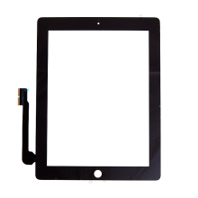 Dotykové sklo (touch screen) pro Apple iPad 4.gen. - osazené - Home Button + konzole na fotoaparát - černé - kvalita A