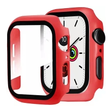 Tvrdené sklo + rámik pre Apple Watch 45 mm Series 7 - červené