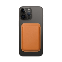 Pouzdro na platební karty s MagSafe uchycením pro Apple iPhone - umělá kůže - oranžové