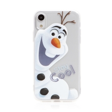 Kryt DISNEY pro Apple iPhone Xr - Ledové království - sněhulák Olaf - gumový - průhledný