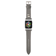 Řemínek KARL LAGERFELD pro Apple Watch Ultra 49mm / 42mm / 44mm / 45mm - umělá kůže - hlava Karla - stříbrný