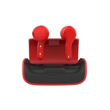 Sluchátka Bluetooth bezdrátová TWS QUOA - dobíjecí pouzdro - červená