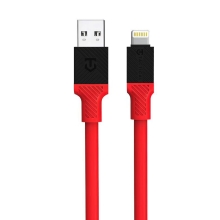 Synchronizačný a nabíjací kábel TACTICAL Fat Man - USB-A / Lightning - silný - silikónový - 1 m - červený