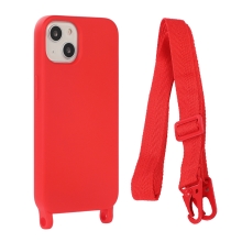 Kryt pro Apple iPhone 14 - sňůrka - silikonový - červený