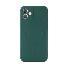Kryt pro Apple iPhone 12 - přesný vyřez fotoaparátu - MagSafe - gumový - tmavě zelený