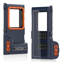 SHELLBOX vodotesné puzdro pre Apple iPhone - univerzálne - Bluetooth - do hĺbky 15 m (IPX8) - čierne / oranžové