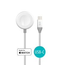 Magnetický nabíjecí kabel EPICO pro Apple Watch - MFi certifikovaný - USB-C - tkanička - 1,2m - stříbrný