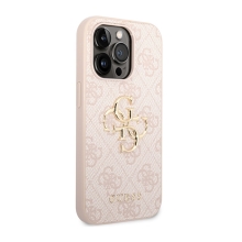 Kryt GUESS 4G Metal pre Apple iPhone 14 Pro Max - umelá koža - ružový