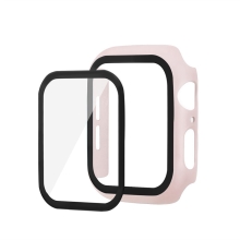 Tvrzené sklo + matný rámeček pro Apple Watch 44mm Series 4 / 5 / 6 / SE - Rose Gold růžový