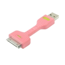 Mini synchronizační a nabíjecí kabel USB s 30-pin konektorem pro Apple iPhone / iPad / iPod - růžový