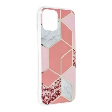 Kryt FORCELL Marble Cosmo pre Apple iPhone 11 - gumový - ružové šesťuholníky