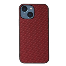 Kryt pro Apple iPhone 15 - látková textura - plastový / umělá kůže - červený