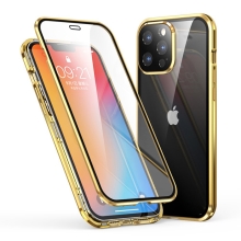 Kryt LUPHIE pro Apple iPhone 13 Pro - 360° ochrana - kovový / skleněný - zlatý